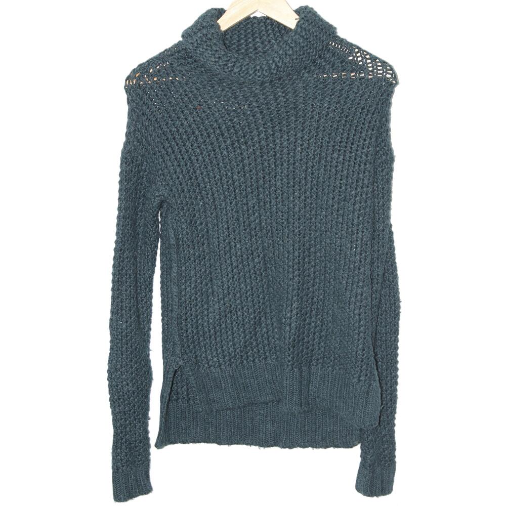 Womens Abercrombie & Fitch Green Ribbed Cable Knit Turtleneck Sweater Size XS